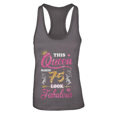 This Queen Makes 75 Look Fabulous 1946 75th Birthday-T-Shirt & Tank Top-Women's Ideal Racerback Tank-Dark Grey