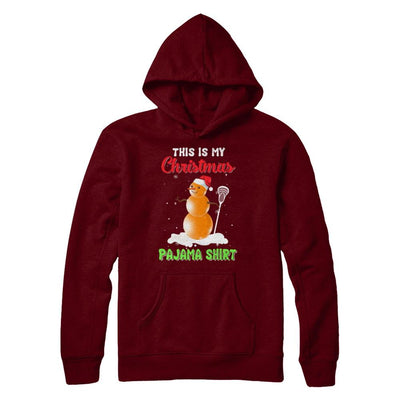 This Is My Christmas Pajama Xmas Snowman Lacrosse-T-Shirt & Sweatshirt-Pullover Hoodie-Maroon