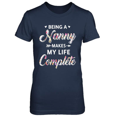 Being A Nanny Makes My Life Complete Mothers Day-T-Shirt & Hoodie-Women's T-Shirt-Navy