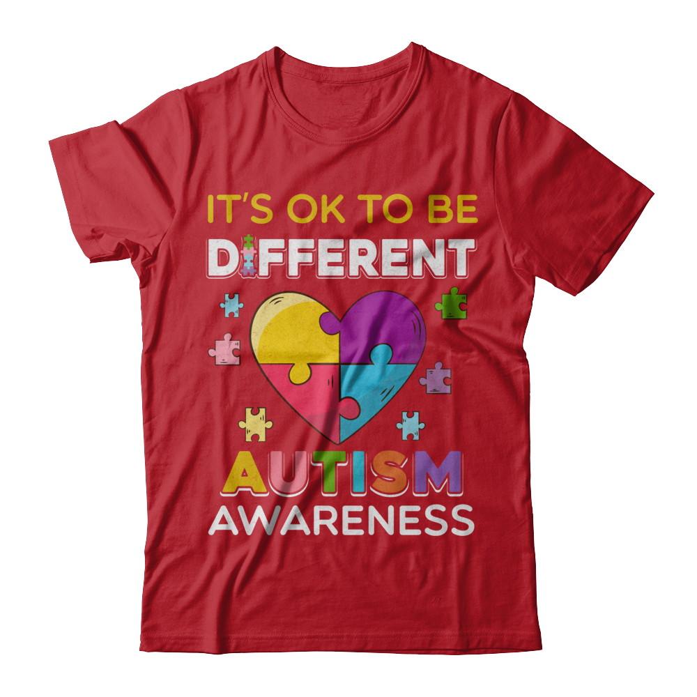 It's Ok To Be Different Autism Awareness Gift 2018-T-Shirt & Hoodie-Classic T-Shirt-Red