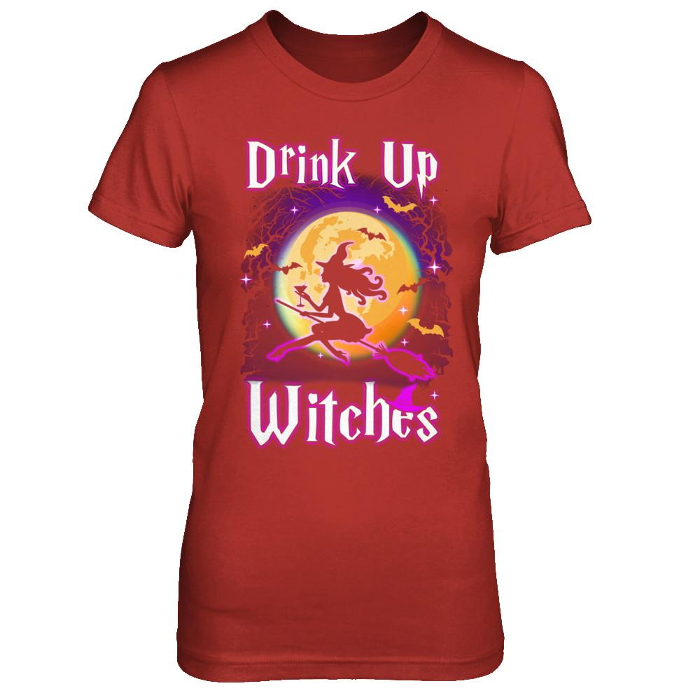Drink Up Witches Funny Halloween-T-Shirt & Hoodie-Women's T-Shirt-Red