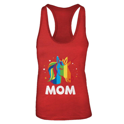 LGBT Pride Lesbian Gay Proud Mom Unicorn-T-Shirt & Tank Top-Women's Ideal Racerback Tank-Red