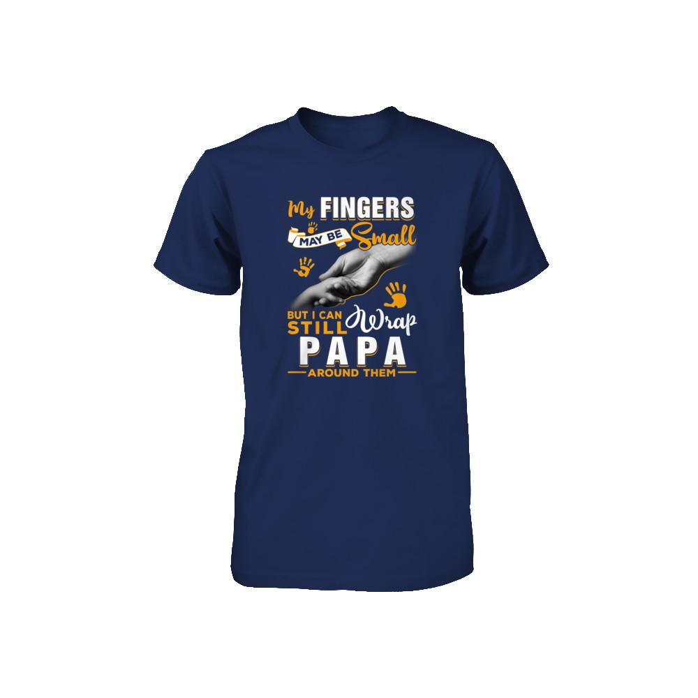 My Fingers May Be Small But I Can Still Wrap Papa Youth-Youth Shirt-Youth T-Shirt-Navy