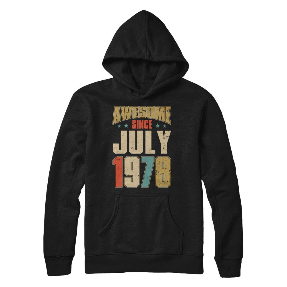Vintage Retro Awesome Since July 1978 43th Birthday-T-Shirt & Hoodie-Pullover Hoodie-Black