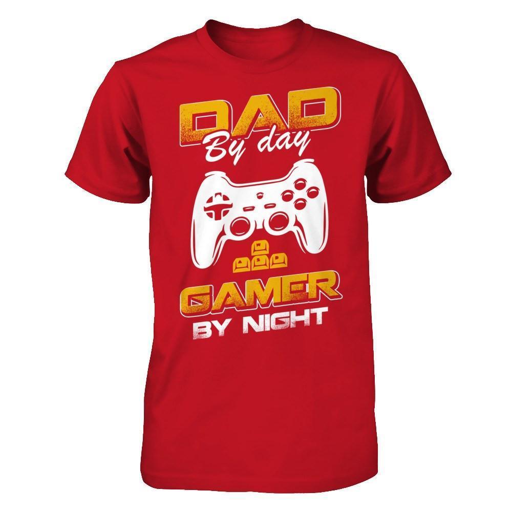 Dad By Day Gamer By Night-T-Shirt & Hoodie-Classic T-Shirt-Red
