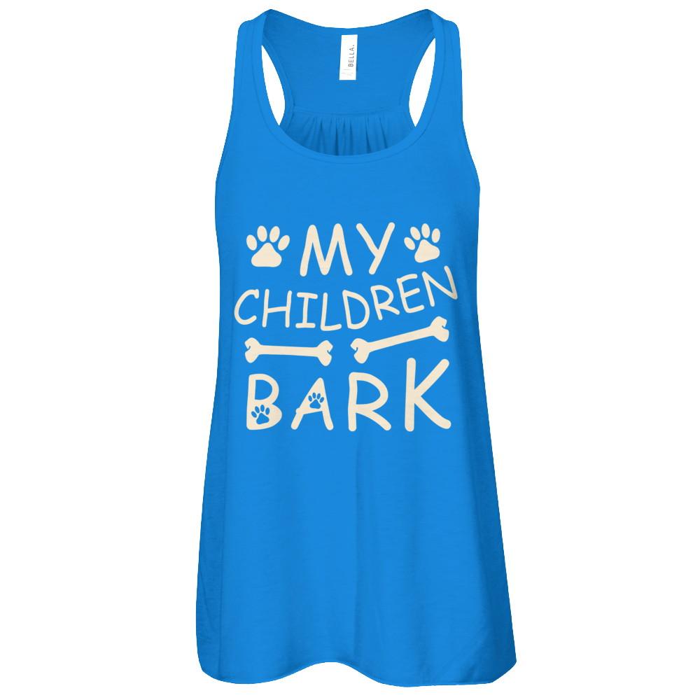 My Children Bark Dog Mom Lover-T-Shirt & Tank Top-Women's Flowy Racerback Tank-True Royal