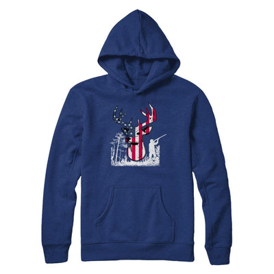 American Flag Hunting Dear Vintage 4Th July Gifts-T-Shirt & Hoodie-Pullover Hoodie-Deep Royal