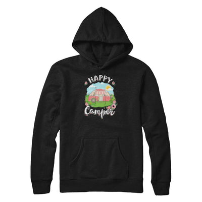 Happy Camper Flower Funny Camping Girl Gifts-T-Shirt & Tank Top-Pullover Hoodie-Black