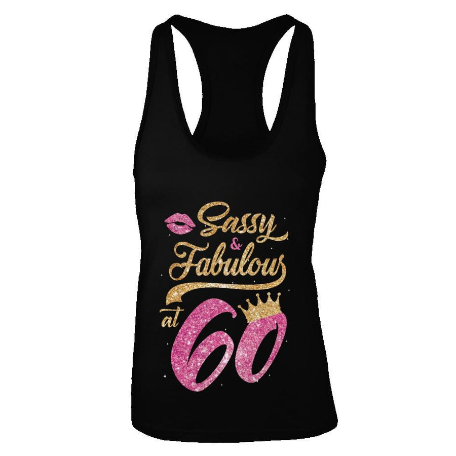 Sassy And Fabulous At 60th 1961 Birthday Gift-T-Shirt & Tank Top-Women's Ideal Racerback Tank-Black