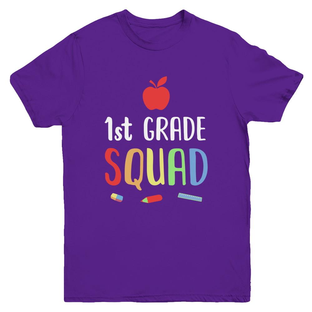 1st Grade Squad Back To School Teacher First Grade Youth-Youth Shirt-Youth T-Shirt-Purple