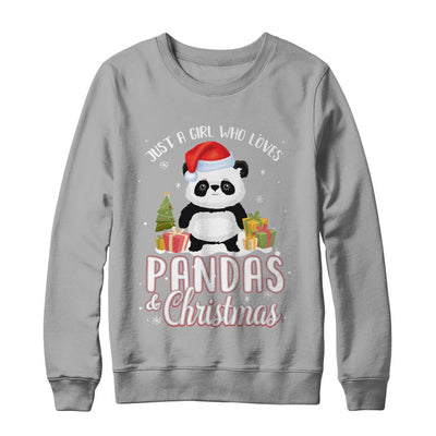 Just A Girl Who Loves Pandas And Christmas-T-Shirt & Sweatshirt-Crewneck Sweatshirt-Light Steel