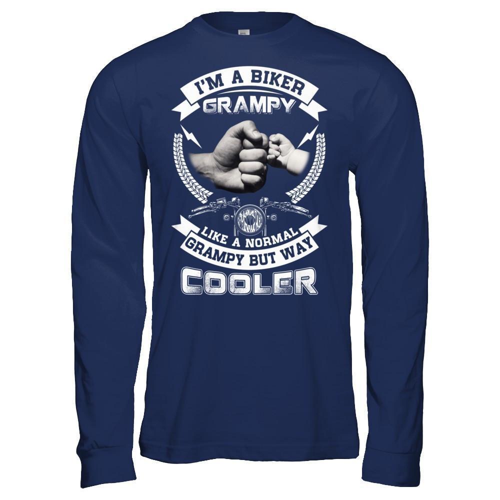 I'm A Biker Grampy Like A Normal Grampy But Way Cooler-T-Shirt & Hoodie-Long Sleeve T-Shirt-Navy