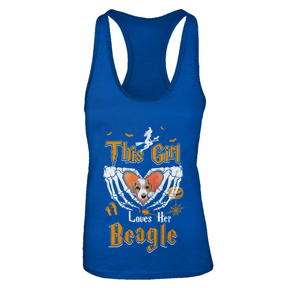 This Girl Love Her Dog Beagle Halloween-T-Shirt & Tank Top-Women's Ideal Racerback Tank-Royal