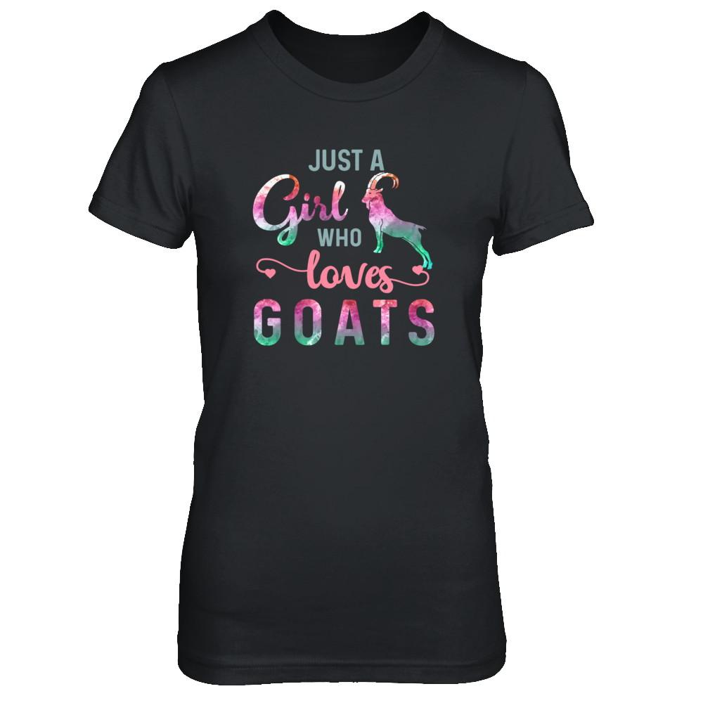 Just A Girl Who Loves Goats Goat Lover-T-Shirt & Tank Top-Women's T-Shirt-Black