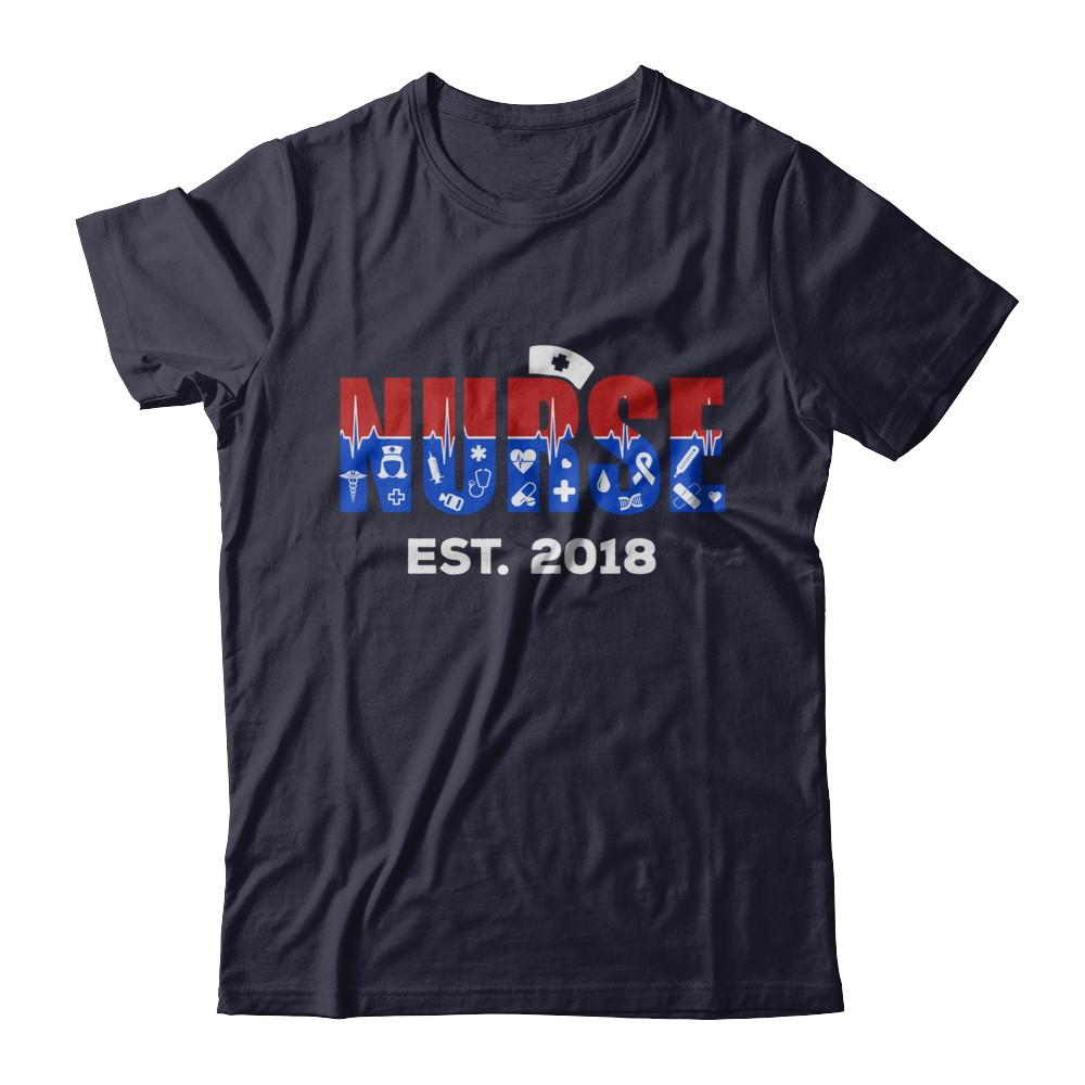 Nurses Est 2018 Graduation-T-Shirt & Hoodie-Premium T-Shirt-Midnight Navy