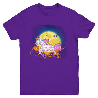 Halloween Pumpkin Unicorn Gift For Kids Girls Youth-Youth Shirt-Youth T-Shirt-Purple