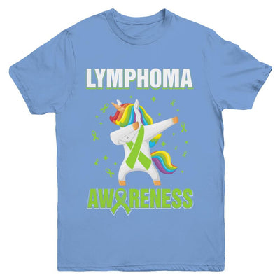 Inspirational Lymphoma Awareness Unicorn Support Youth-Youth Shirt-Youth T-Shirt-Carolina Blue