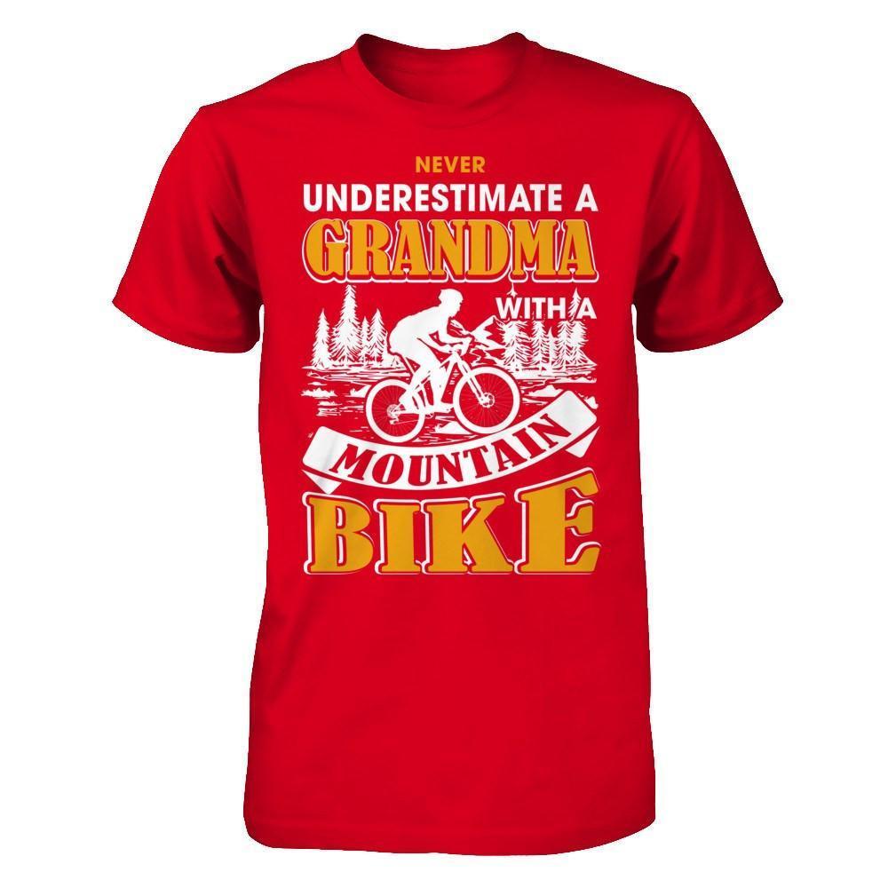 Never Underestimate A Grandma With A Mountain Bike-T-Shirt & Hoodie-Premium T-Shirt-Red