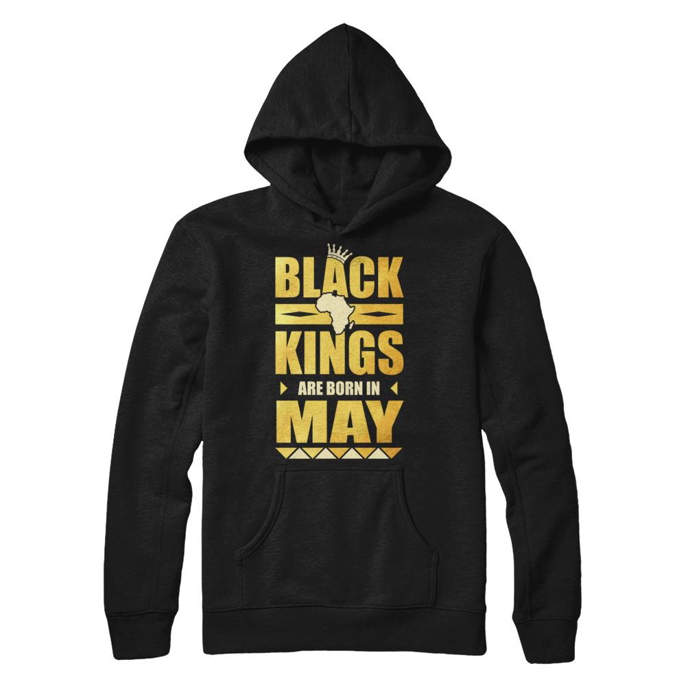Black Kings Are Born In May Birthday-T-Shirt & Hoodie-Pullover Hoodie-Black