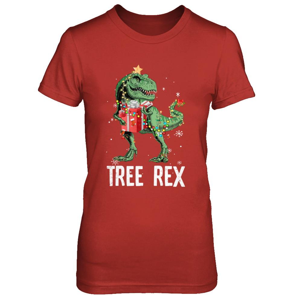 Christmas Tree For Kids Boys T Rex Dinosaur Xmas Gifts-T-Shirt & Sweatshirt-Women's T-Shirt-Red