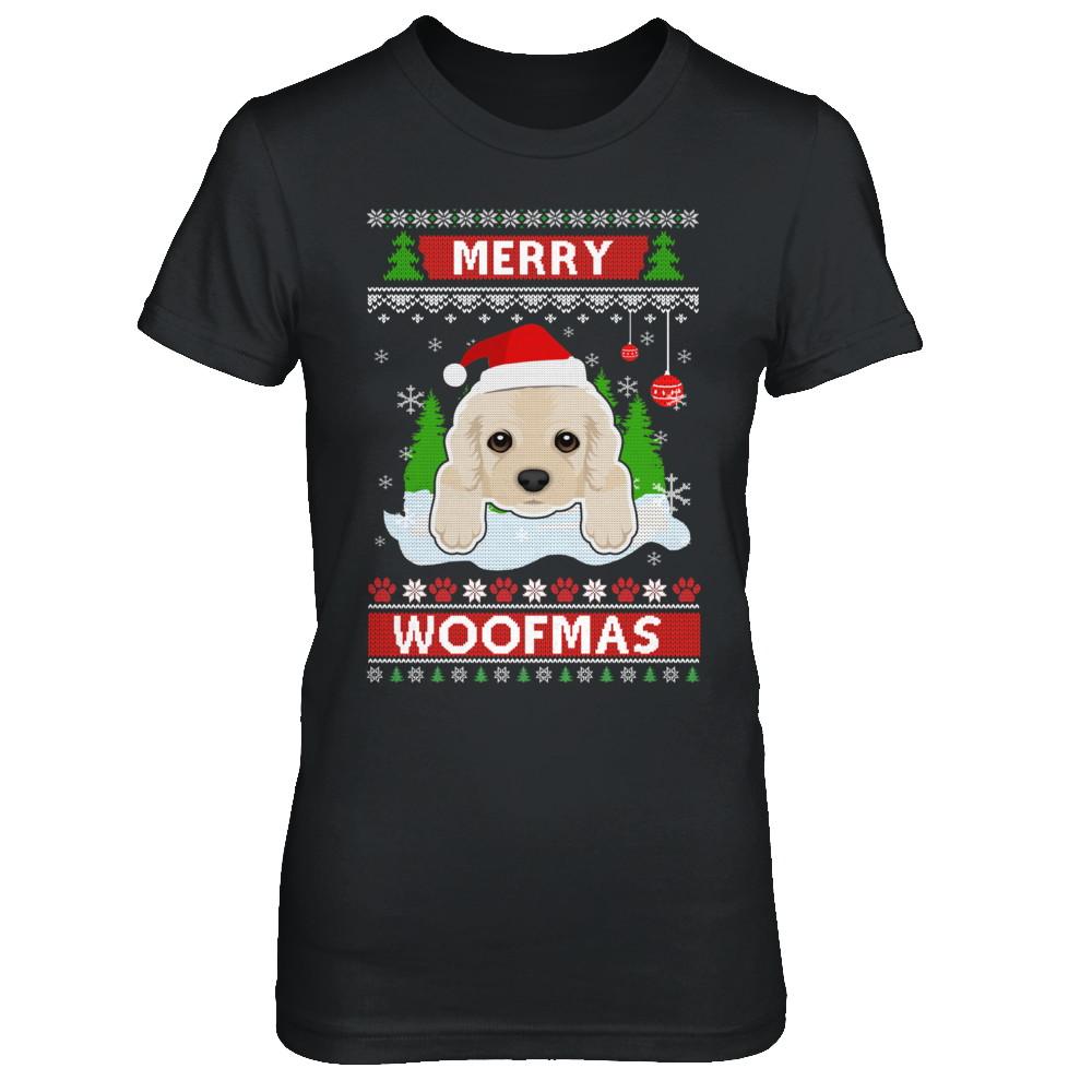 Golden Retriever Merry Woofmas Ugly Christmas Sweater-T-Shirt & Sweatshirt-Women's T-Shirt-Black