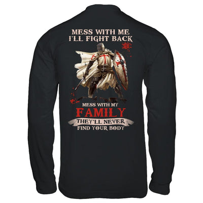 Knight American Mess With Me I'll Fight Back Mess With My Family-T-Shirt & Hoodie-Long Sleeve T-Shirt-Black