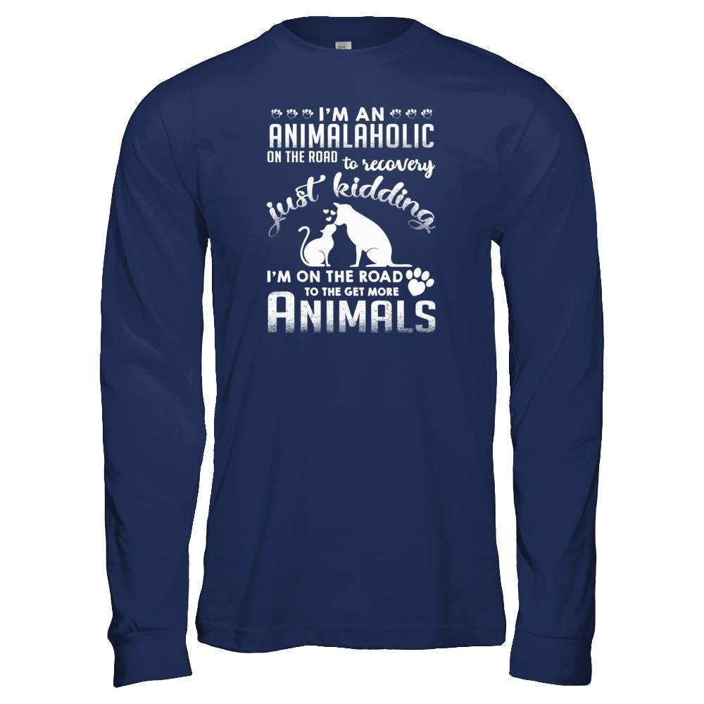 I'm An Animalaholic On The Road To Recovery Veterinarian-T-Shirt & Tank Top-Long Sleeve T-Shirt-Navy