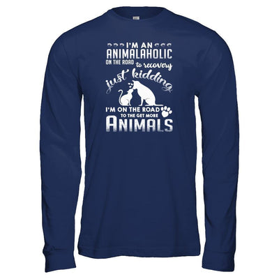 I'm An Animalaholic On The Road To Recovery Veterinarian-T-Shirt & Tank Top-Long Sleeve T-Shirt-Navy