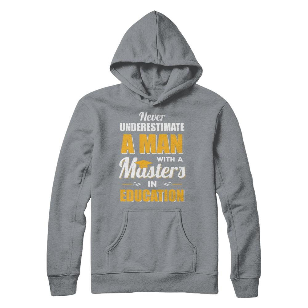 Man With A Masters In Education Degree Graduation Gift-T-Shirt & Hoodie-Pullover Hoodie-Light Steel