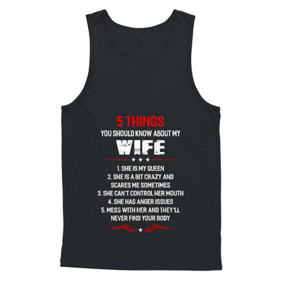 5 Things You Should Know About My Wife Husband-T-Shirt & Hoodie-Unisex Tank-Black