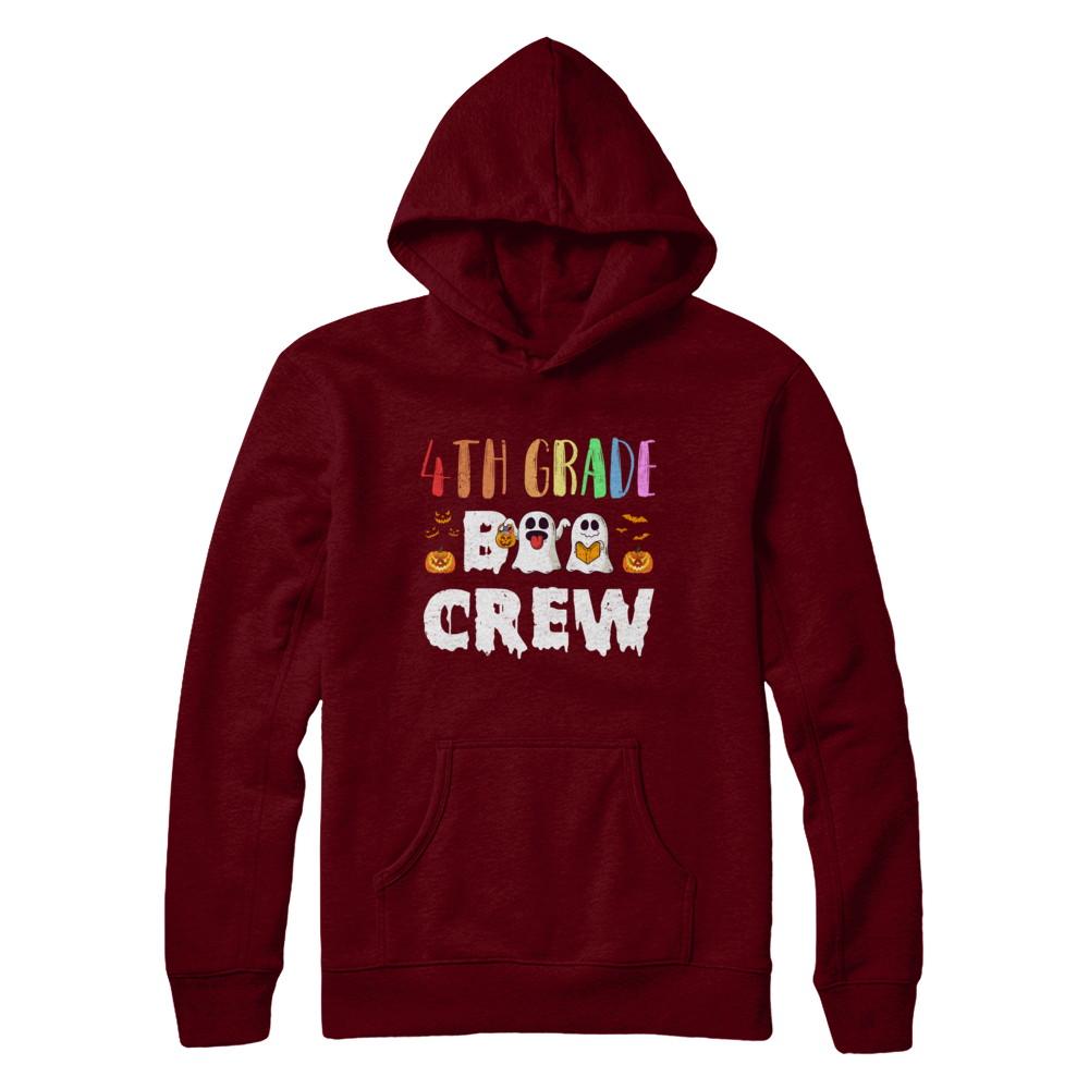 Cute Boo Crew 4th Grade Teacher Halloween-T-Shirt & Hoodie-Pullover Hoodie-Maroon