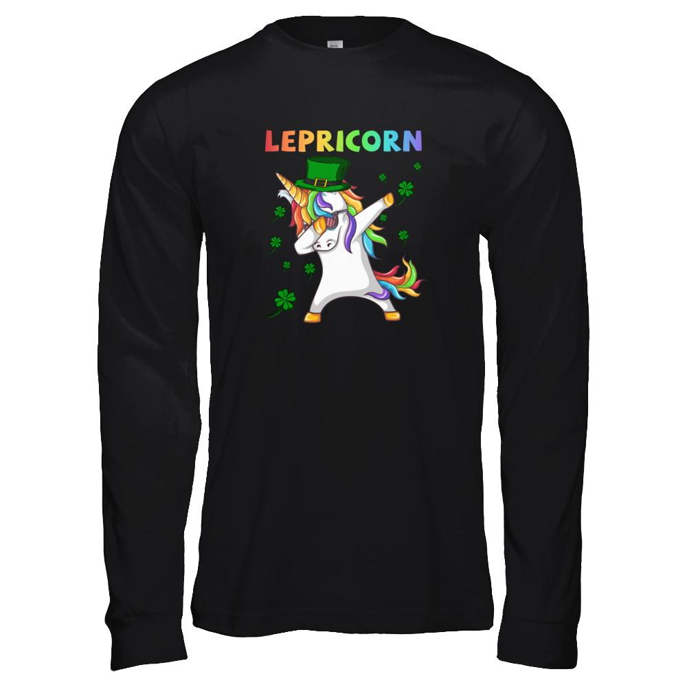 Dabbing Lepricorn Unicorn St Patricks Day Gift-T-Shirt & Tank Top-Long Sleeve T-Shirt-Black