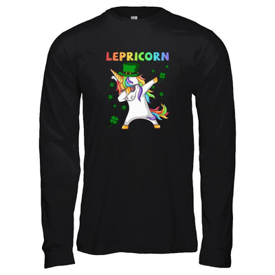 Dabbing Lepricorn Unicorn St Patricks Day Gift-T-Shirt & Tank Top-Long Sleeve T-Shirt-Black