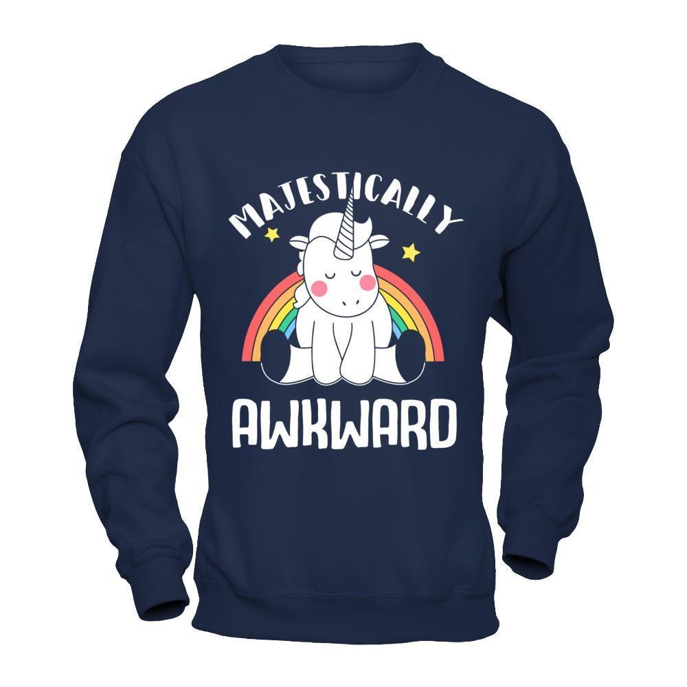 Unicorn Majestically Awkward-T-Shirt & Hoodie-Crewneck Sweatshirt-Navy