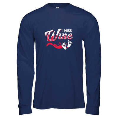 I Miss Wine Pregnancy Bump Mommy-T-Shirt & Tank Top-Long Sleeve T-Shirt-Navy