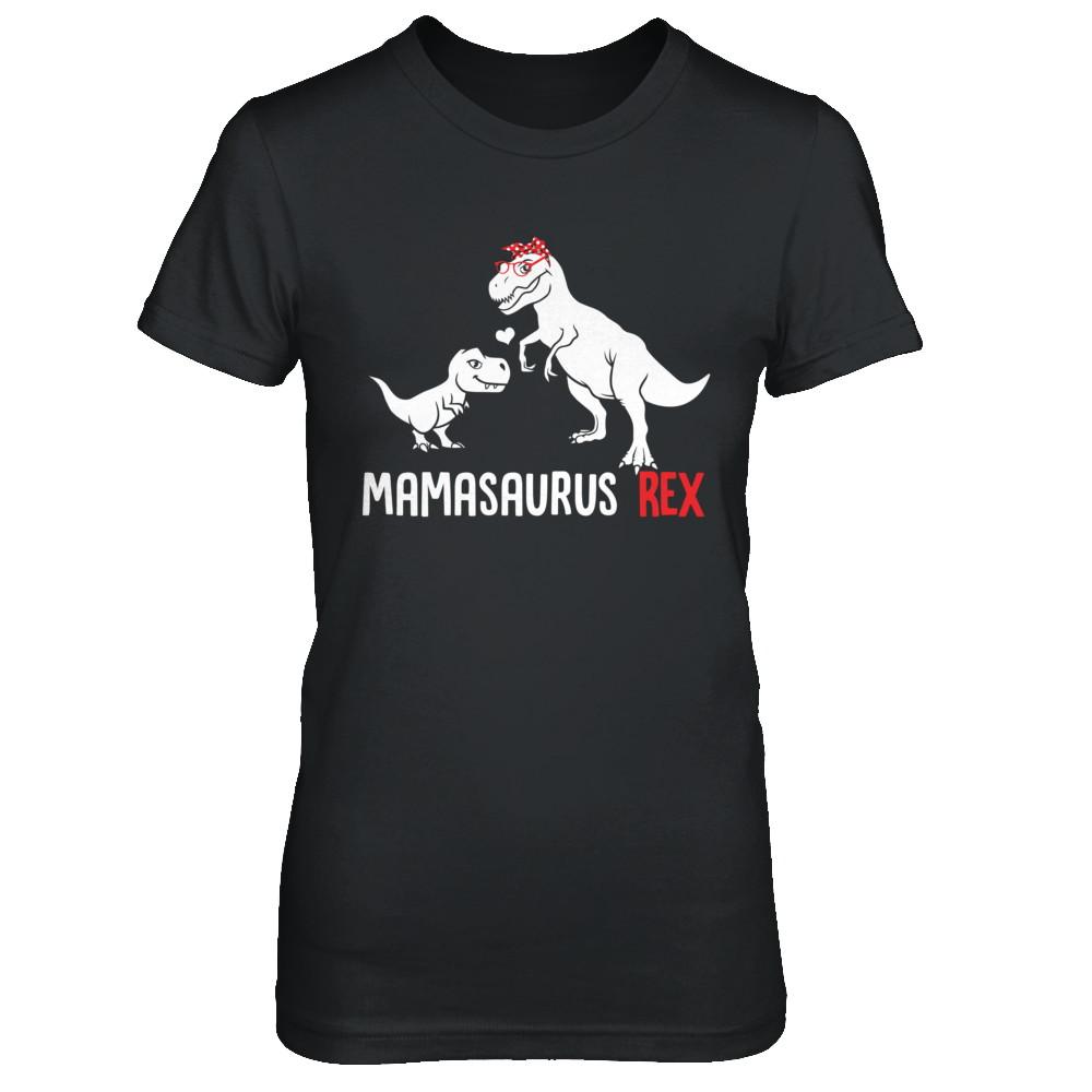 Mama Saurus Mamasaurus T-Rex Dinosaur Gift For Mom-T-Shirt & Hoodie-Women's T-Shirt-Black
