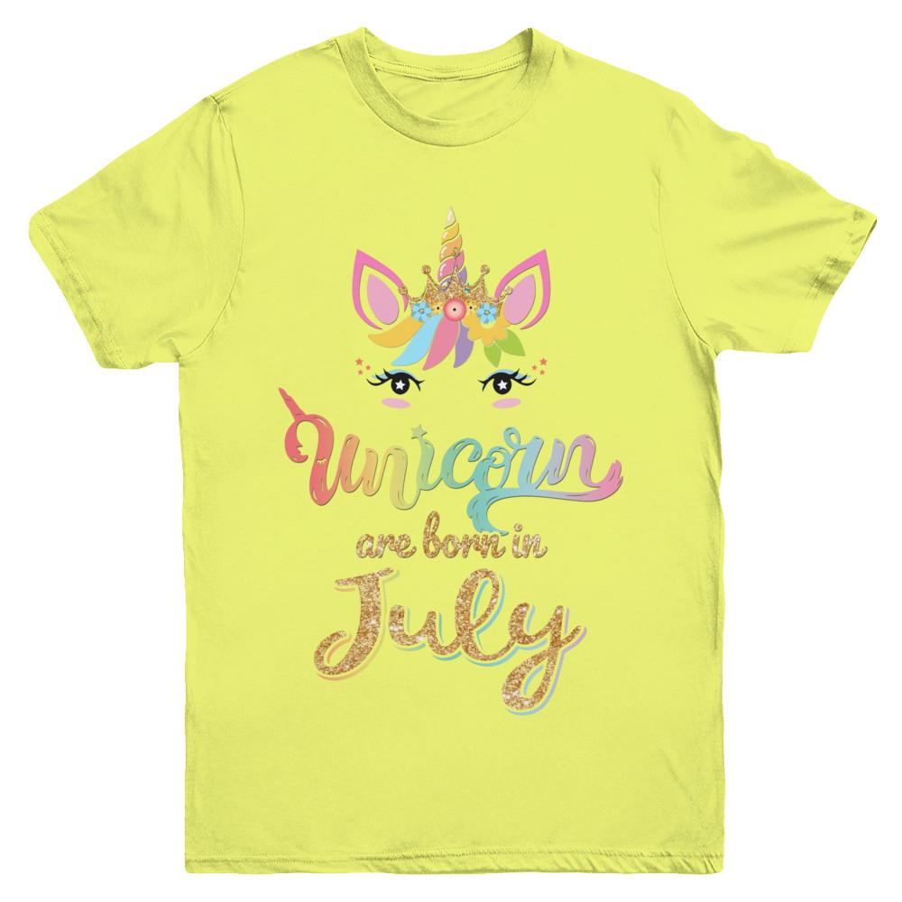 Cute Unicorns Are Born In July Birthday Gift Youth-Youth Shirt-Youth T-Shirt-Daisy