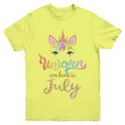Cute Unicorns Are Born In July Birthday Gift Youth-Youth Shirt-Youth T-Shirt-Daisy