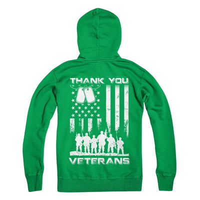 Veteran Thank You Veterans American Flag-T-Shirt & Hoodie-Pullover Hoodie-Irish Green