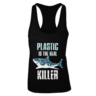Plastic Is The Real Killer Save Ocean Quote-T-Shirt & Tank Top-Women's Ideal Racerback Tank-Black