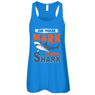 On Your Mark Tiger Shark Distressed-T-Shirt & Tank Top-Women's Flowy Racerback Tank-True Royal