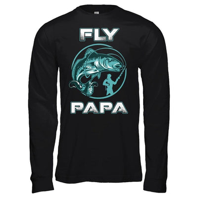 Fly Fishing Papa-T-Shirt & Hoodie-Long Sleeve T-Shirt-Black