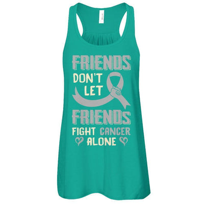 Friends Don't Let Friends Fight Cancer Alone Grey Gray Awareness-T-Shirt & Tank Top-Women's Flowy Racerback Tank-Kelly