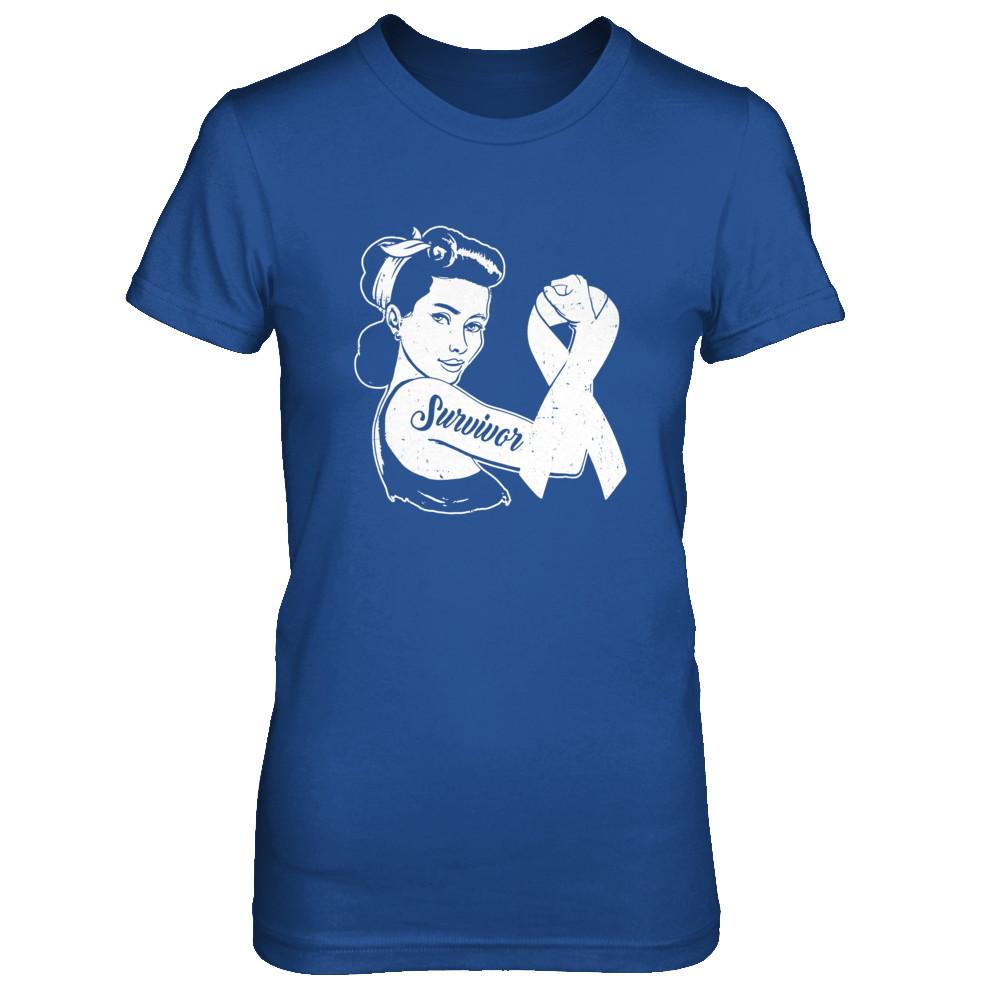 We Can Cure It Lung Cancer Clear Awareness Survivor-T-Shirt & Hoodie-Women's T-Shirt-Royal
