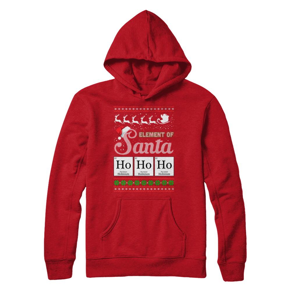 Hohoho Element Of Santa Chemistry Christmas-T-Shirt & Sweatshirt-Pullover Hoodie-Red