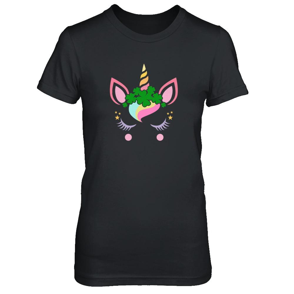 St Patrick's Day Leprechaun Unicorn Face-T-Shirt & Tank Top-Women's T-Shirt-Black