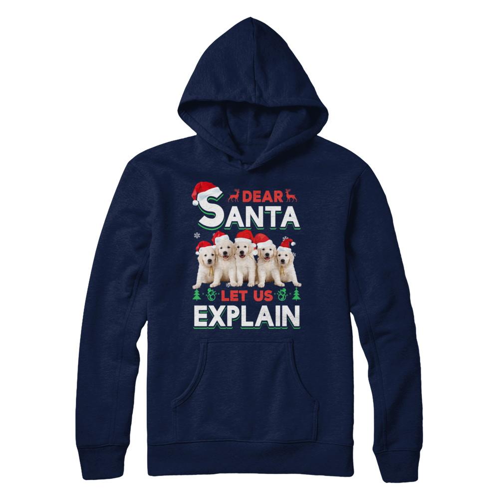 Dear Santa Funny Golden Retriever Puppies Christmas Gift-T-Shirt & Hoodie-Pullover Hoodie-Navy