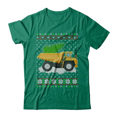 Yellow Dump Truck Trucker Ugly Christmas Sweater-T-Shirt & Sweatshirt-Classic T-Shirt-Kelly Green
