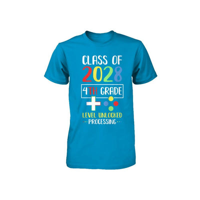 Class Of 2028 4th Grade Level Unlock Gaming Back Go School Youth-Youth Shirt-
