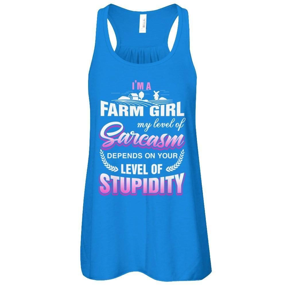 I'm A Farm Girl My Level Of Sarcasm-T-Shirt & Tank Top-Women's Flowy Racerback Tank-True Royal